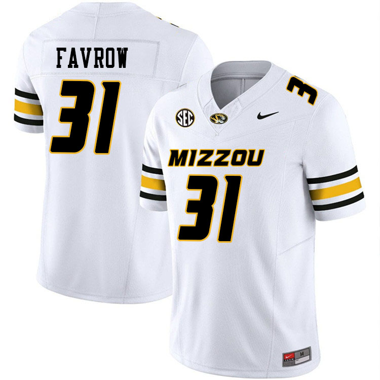 Men #31 Anthony Favrow Missouri Tigers College Football Jerseys Stitched-White